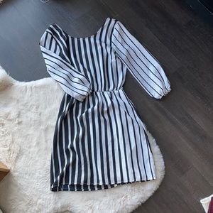 Chiffon like black and white striped dress